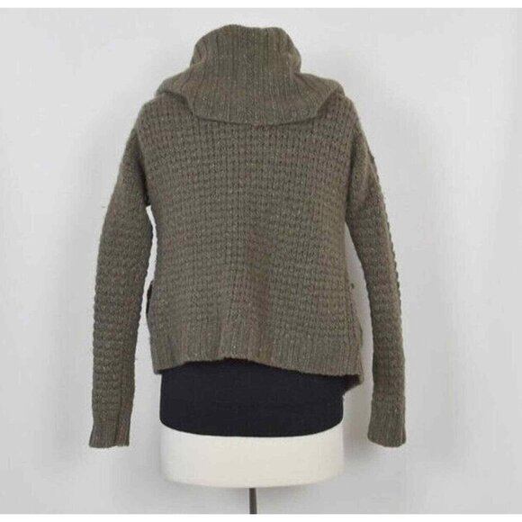 Theory Wool Cashmere Tootsie New Tweed Forest Green Thick Knit Cardigan Sweater - Picture 8 of 12